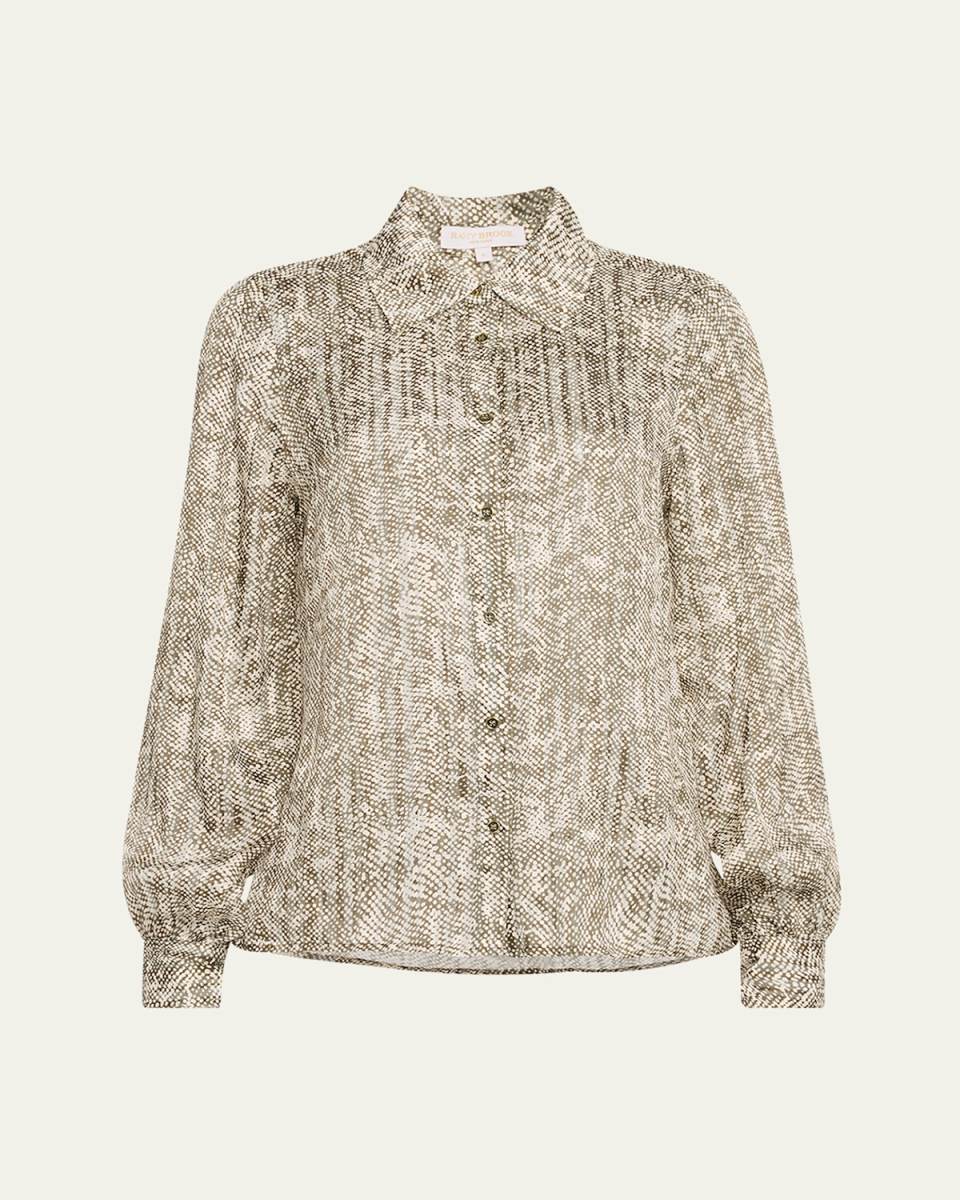 Pauline Button-Front Silk Blouse